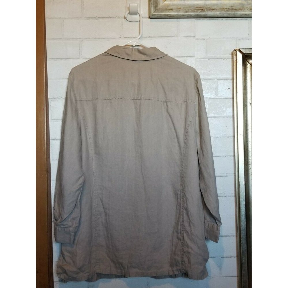 Jm Collection Womans Plus 100% Linen Button Down - image 4